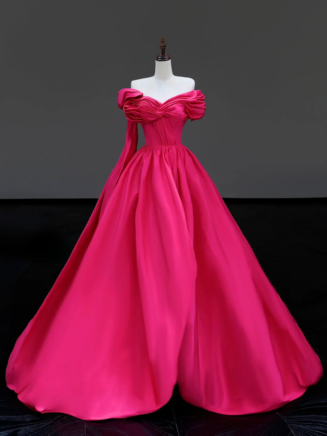 Elegant Glamour Ball Gown Hot Pink Satin Long Prom Dress Party Dress Evening Dresses DP865 - Deanwangkt