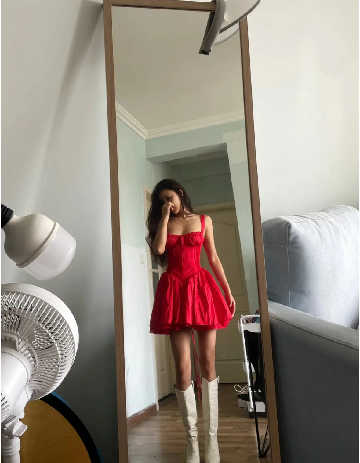 Cute A line Square Neck Red Lace Homecoming Dress Summer Hoco Dresses Short Night Cocktail Dress DH2545 - Deanwangkt