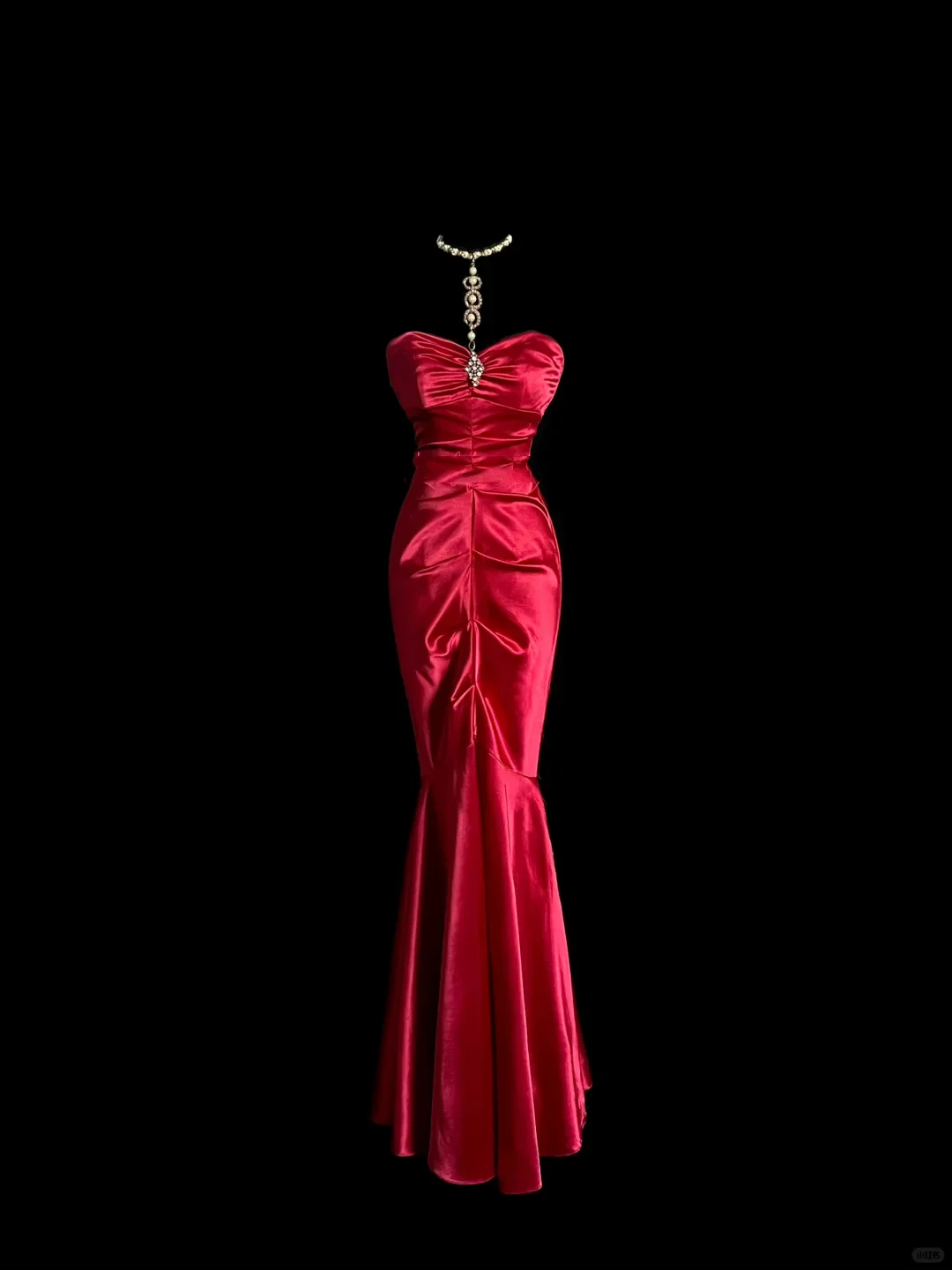 Vintage Mermaid Sweetheart Red Satin Long Prom Dresses Evening Gowns Evening Dress DP943 - Deanwangkt