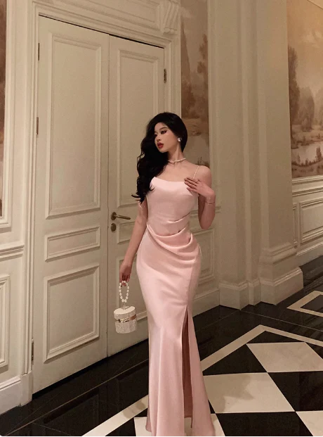 Elegant Mermaid Spaghetti Straps Pink 18th Birthday Dress Party Gown Birthday Outfits Birthday Dress Ideas For Women DP607 - Deanwangkt