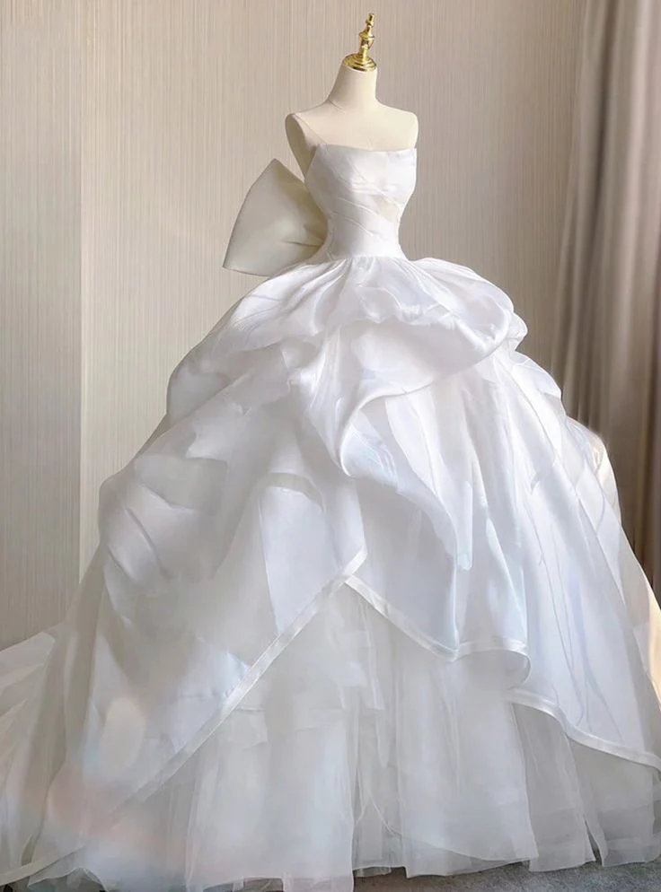 Unique Bridal Gown Ball Gown Sweetheart Tulle Sleeveless White Wedding Dresses Modest Bridal Gowns DH965 - Deanwangkt