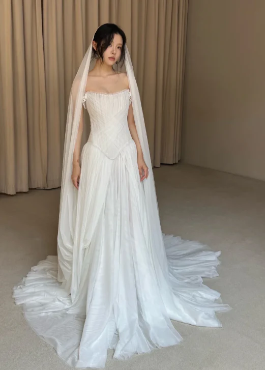 Modest Sheath Chiffon Wedding Dresses, Sleeveless Bridal Gowns Simple Wedding Gowns DP3073 - Deanwangkt