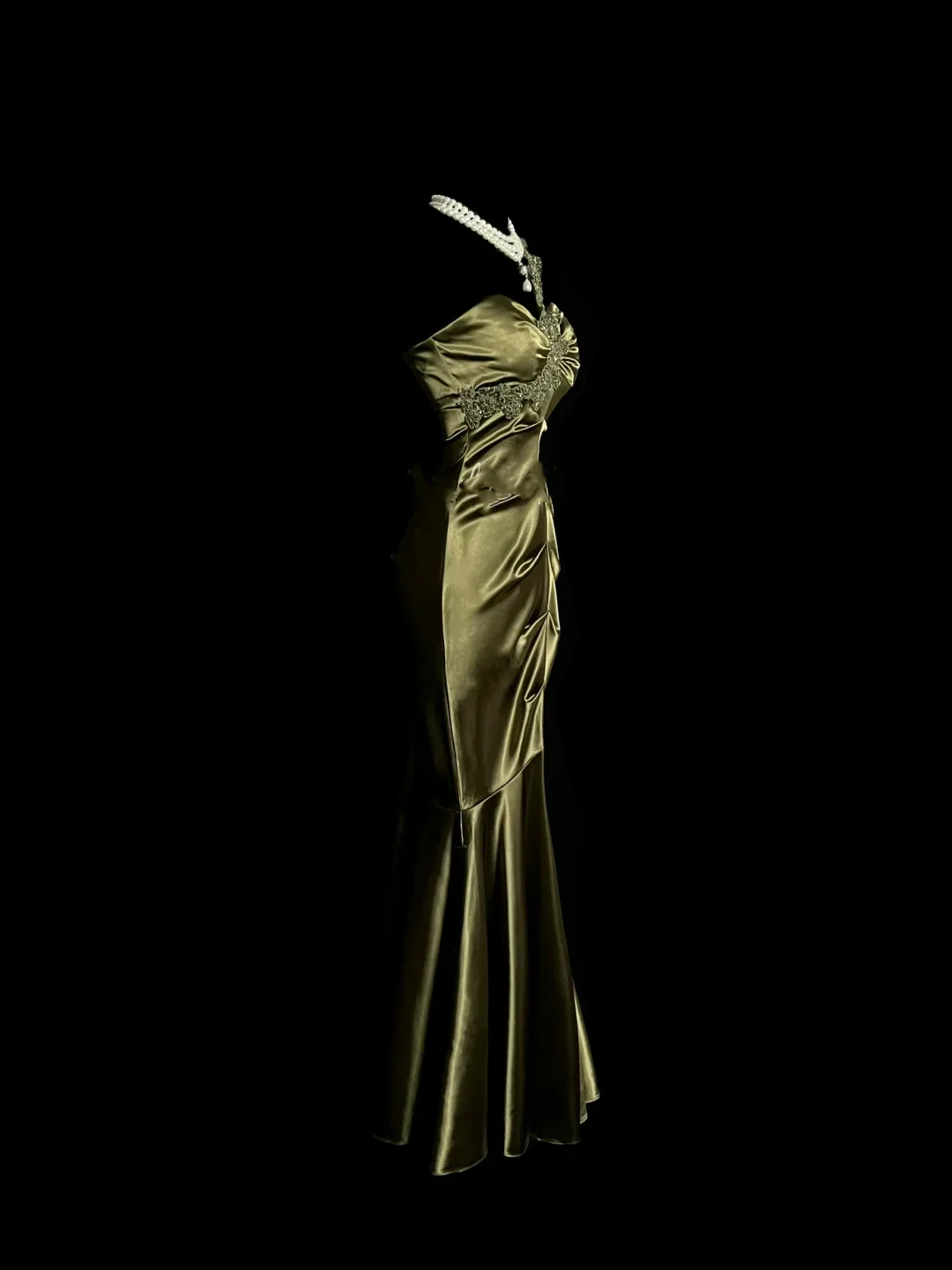 Vintage Mermaid One Shoulder Green Satin Long Evening Party Gowns Evening Formal Dresses Prom Dress DP2037 - Deanwangkt