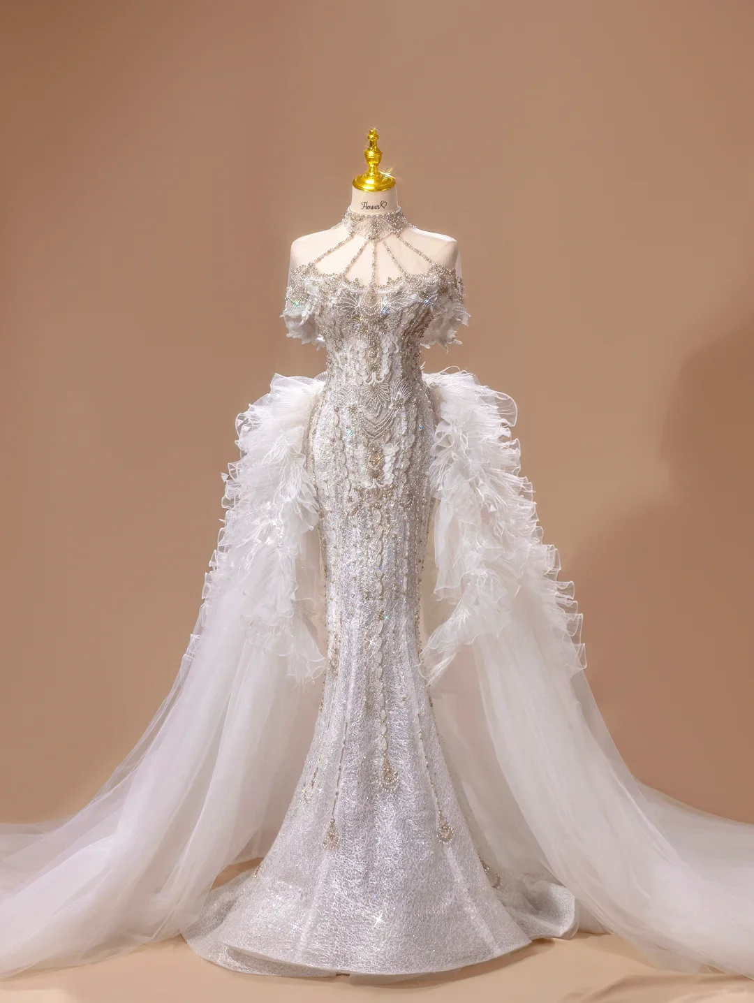 Princess Wedding Dress Mermaid Strapless Sequin Short Sleeves Wedding Dresses Bridal Gowns DH2789 - Deanwangkt