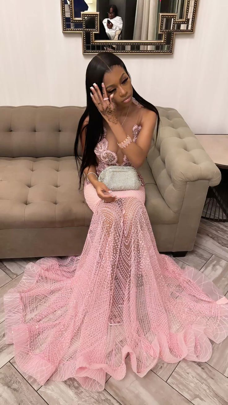 Vintage Mermaid V Neck Beads Sleeveless Long Prom Dresses Party Dress Black Girl Outfits Graduation Dresses W0420 - Deanwangkt