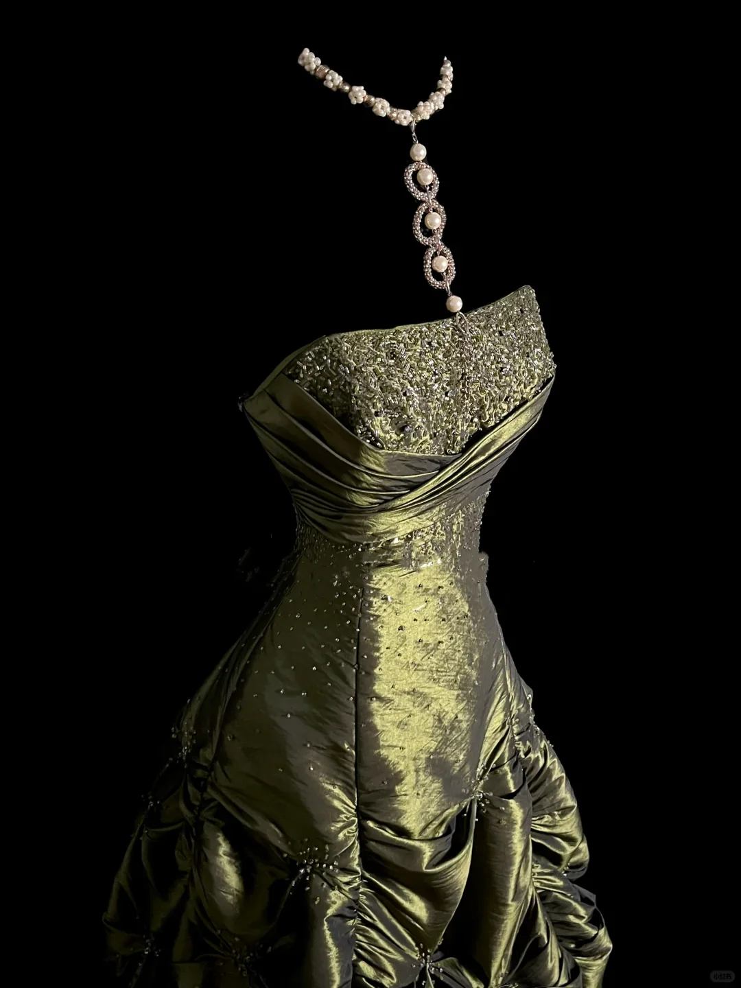 Elegant Glamour Ball Gown Strapless Olive Green Taffeta Long Prom Dresses Party Dress Evening Dress DP915 - Deanwangkt