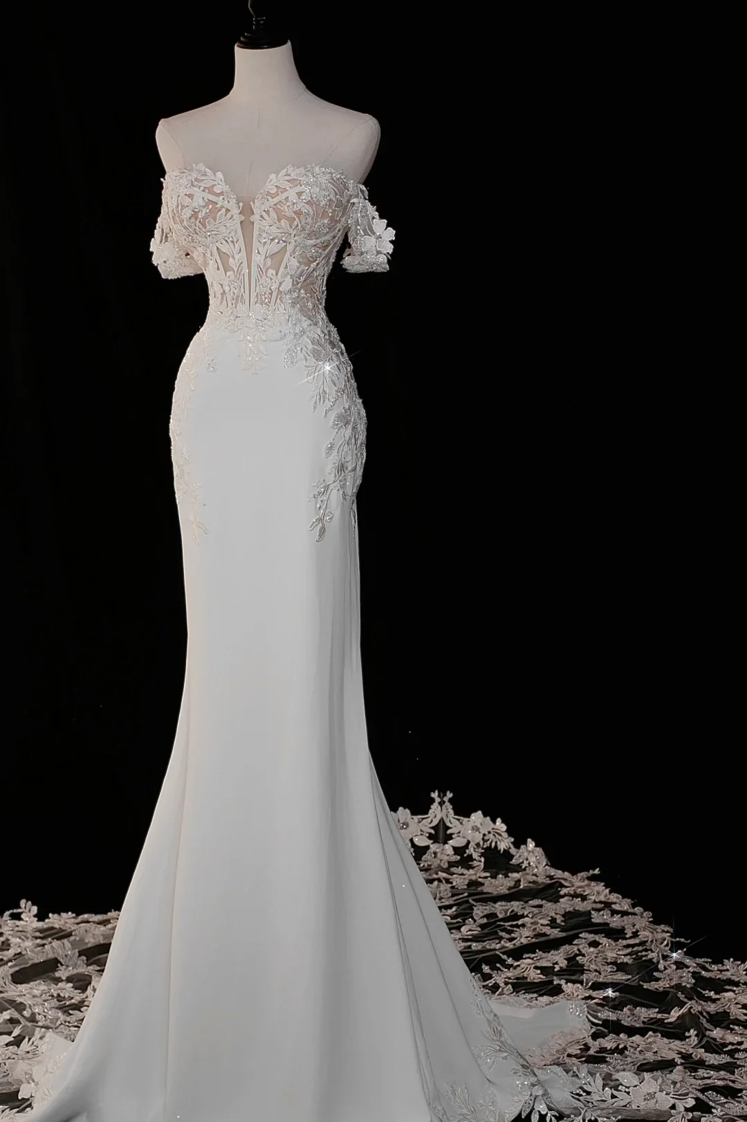 Timeless Bridal Gown Mermaid Off The Shoulder Satin Short Sleeves Wedding Dresses Elegant Bridal Gowns DH885 - Deanwangkt