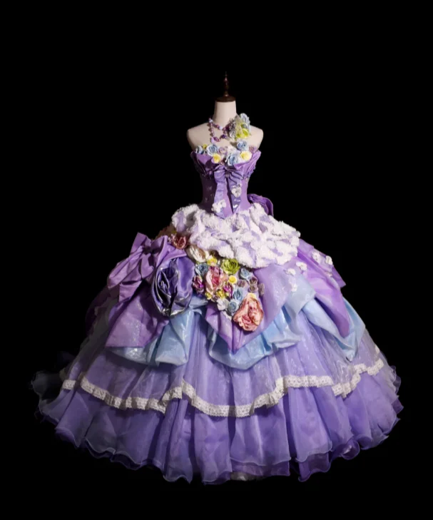 Gorgeous Ball Gown Purple Long Prom Dresses Tulle Sleeveless Purple Quinceanera Dresses Sweet 16 Dresses DP3819 - Deanwangkt