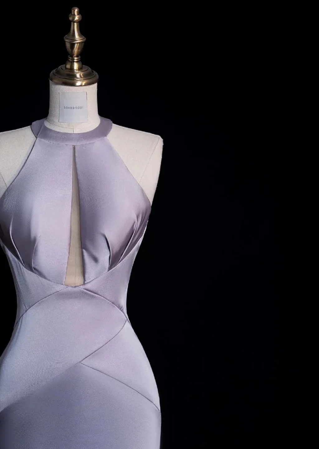 Elegant Halter Mermaid Long Prom Dress Satin Gray-Purple Evening Dress DP3785 - Deanwangkt