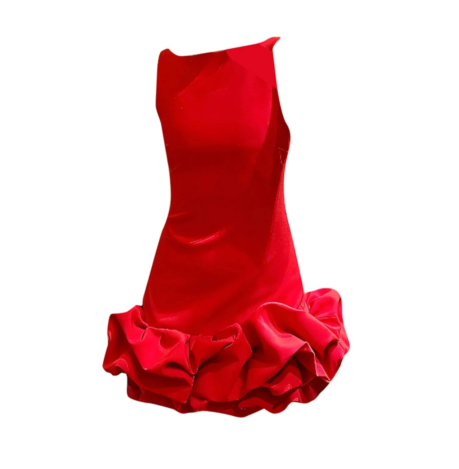 Sexy Sheath Scoop Neck Red Satin Short Homecoming Dress Summer Hoco Dresses Mini Cocktail Dress DH2533 - Deanwangkt