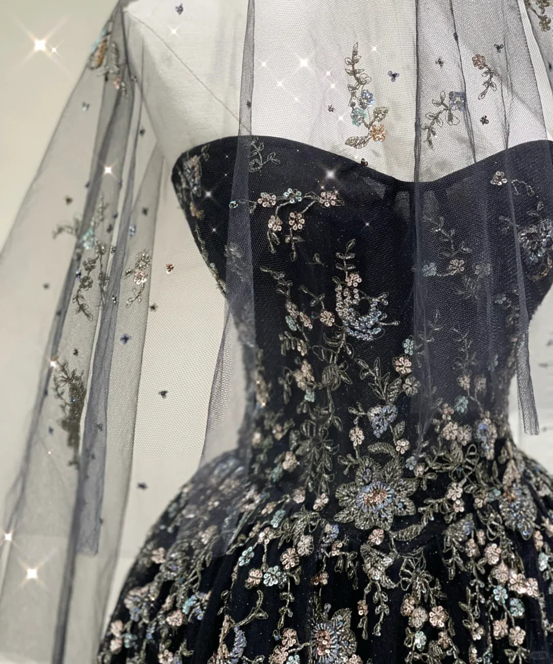 Pretty Ball Gown Strapless Black Tulle High School Graduation Dress Long Prom Dresses Evening Dresses DP431 - Deanwangkt