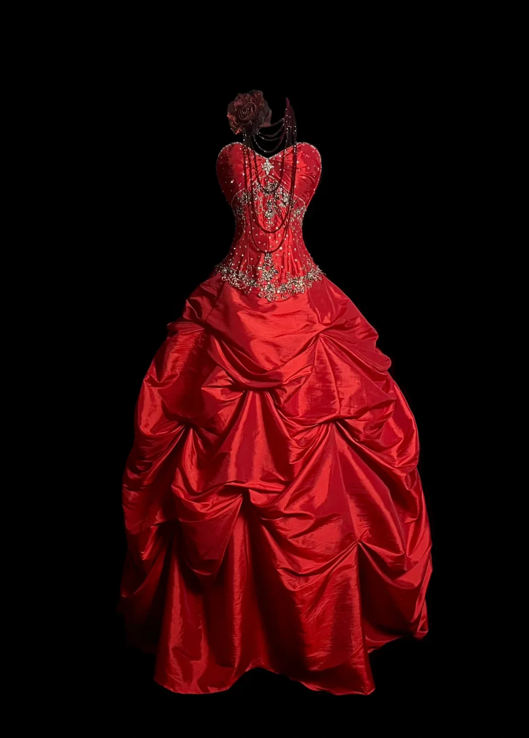 Vintage Ball Gown Sweetheart Red Ruffles Beaded Long Prom Dress Party Dress Graduation Dresses Sweet 16 Dress DP2051 - Deanwangkt