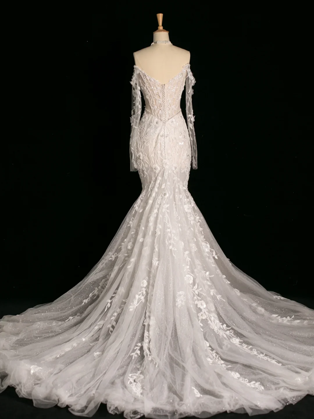 Chic Wedding Dress Mermaid Off The Shoulder White Long Sleeves Lace Long Vintage Wedding Dresses Bridal Gowns Brides Gown DH387 - Deanwangkt