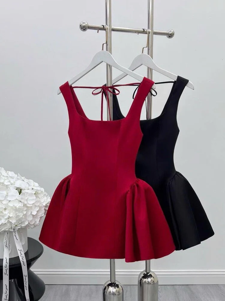 Cute Ball Gown Square Neck Satin Red Short Mini Formal 8th Grade Homecoming Dresses Middle School Cocktail Dress Hoco Outfits DH2629 - Deanwangkt