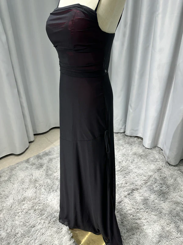 Sexy Sheath Spaghetti Straps Burgundy Floor-length Long Prom Dress with Silt Birthday Outfits Party Dress Formal Dress DP250 - Deanwangkt