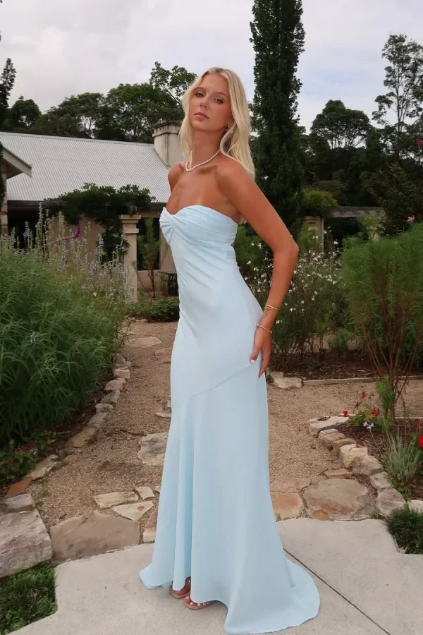 Classy Baby Blue Strapless Sweetheart Summer Prom Dress Graduation Dress DP477 - Deanwangkt