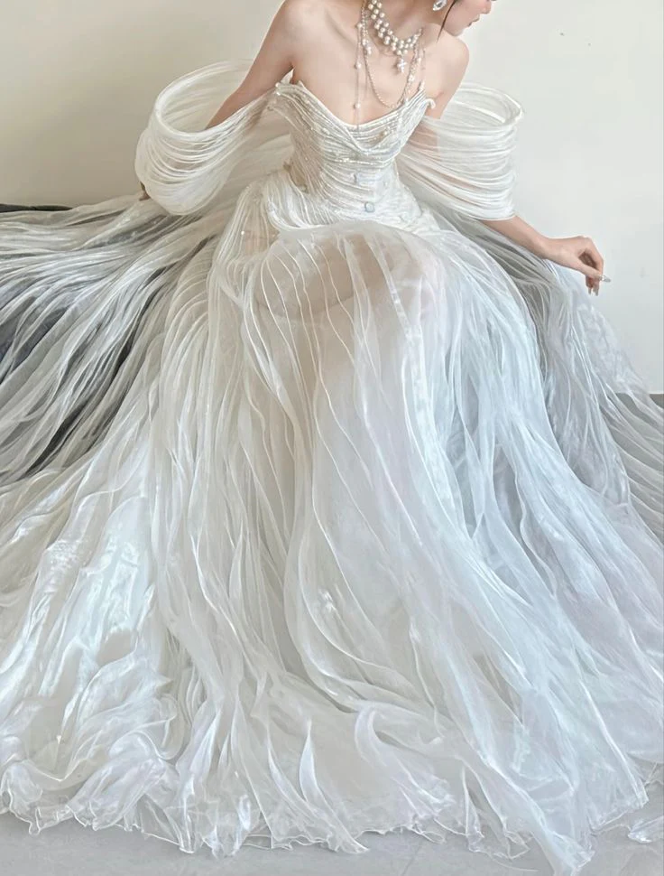 Princess Bridal Dress Sheath Off The Shoulder Satin Wedding Dress With Short Sleeves Wedding Dresses Modest Wedding Gowns DH1496 - Deanwangkt