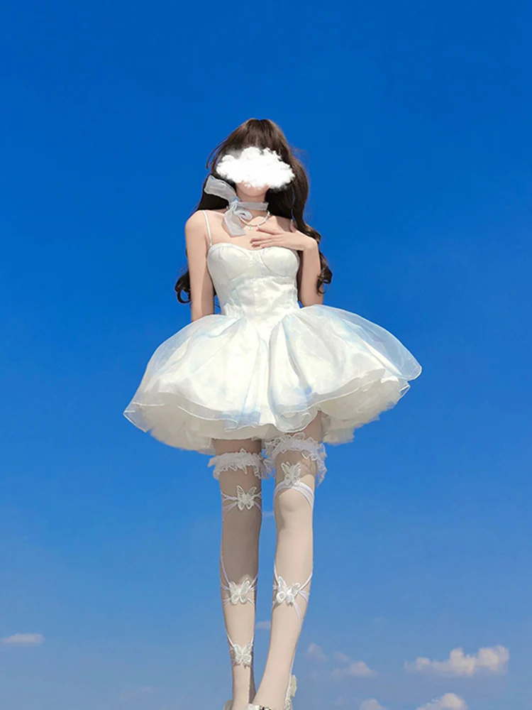 Vintage Ball Gown Spaghetti Straps Short Chiffon Summer 18th Birthday Dress Lolita Dress Birthday Outfits W1229 - Deanwangkt