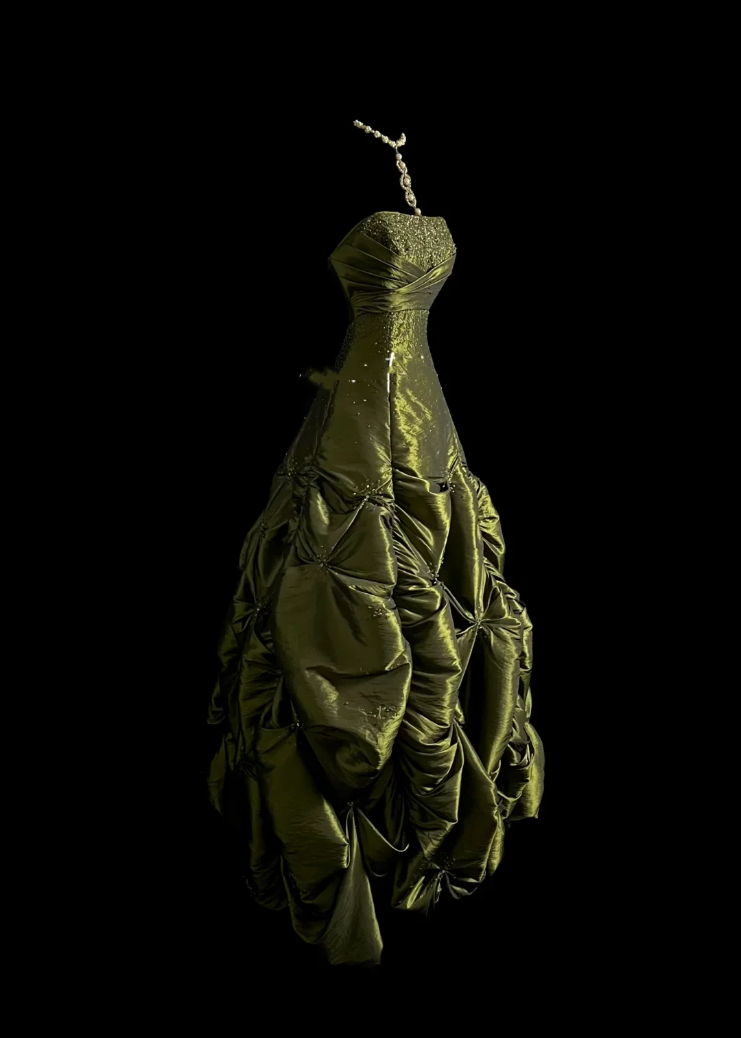 Elegant Glamour Ball Gown Strapless Olive Green Taffeta Long Prom Dresses Party Dress Evening Dress DP915 - Deanwangkt