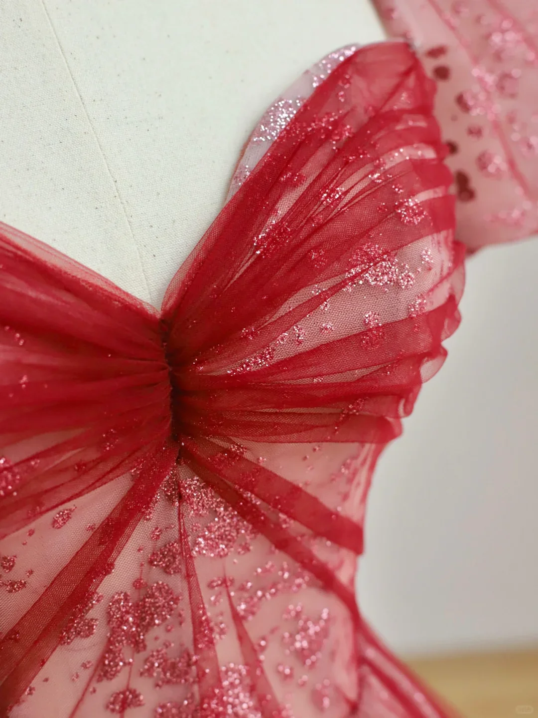 Elegant Glamour Ball Gown Sweetheart Short Sleeves Tulle Red Prom Dress Party Dress Evening Dresses DP1504 - Deanwangkt