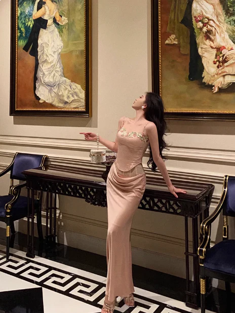 Elegant Mermaid 2 Pieces Pink Satin Sleeveless 21st Birthday Dresses Evening Gown Birthday Outfits Birthday Dress Ideas For Women DP1442 - Deanwangkt