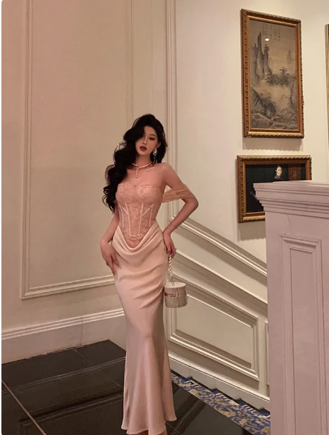 Classy Mermaid Off The Shoulder Satin 18th Birthday Dress Party Gown 21st Birthday Outfits Birthday Dress Ideas For Women DP565 - Deanwangkt