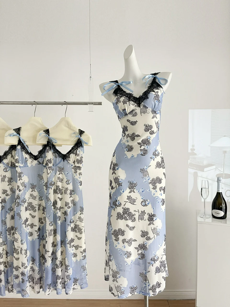 Sexy Sheath Straps Floral Summer Dress Holiday Party Birthday Outfits For Women DP0140 - Deanwangkt