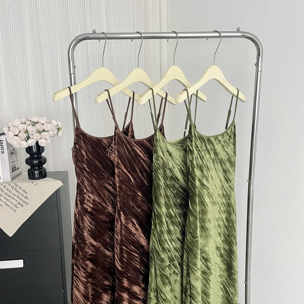 Sexy Mermaid Spaghetti Straps Velvet Green Summer Dress Holiday Party Outfits For Women DP0093 - Deanwangkt