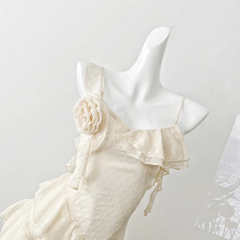 Sexy High Low Spaghetti Straps Floral Lace Summer Dress Holiday Party Outfits For Women DP0019 - Deanwangkt