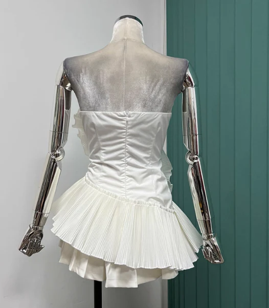 Gorgeous Strapless Sheath Two-Piece Short Prom Dresses, Red Pleated Homecoming Dresses DP3138 - Deanwangkt