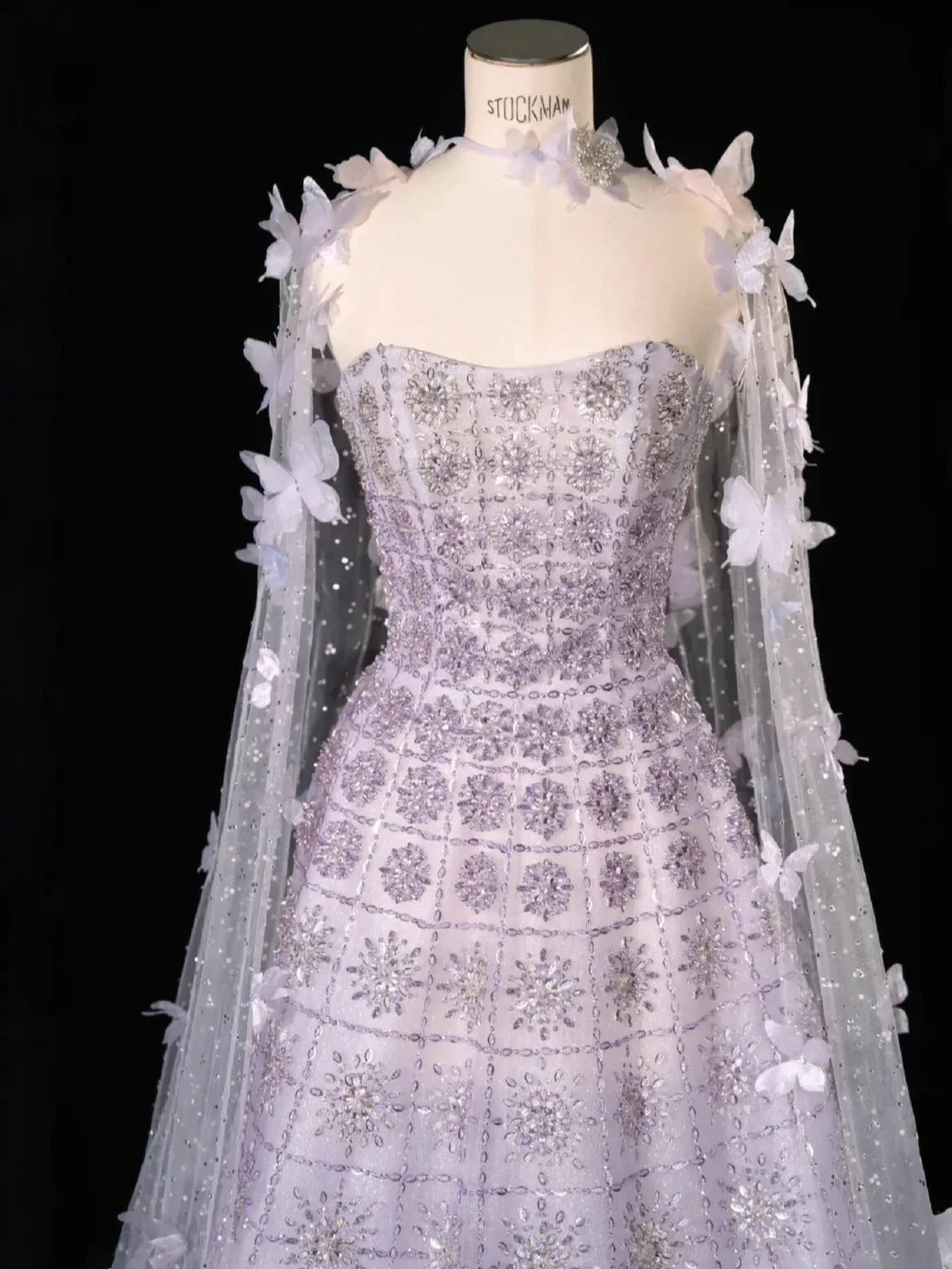 Gorgeous Strapless A-Line Long Evening Dresses Tulle Beaded Light Purple Prom Dressess DP3310 - Deanwangkt