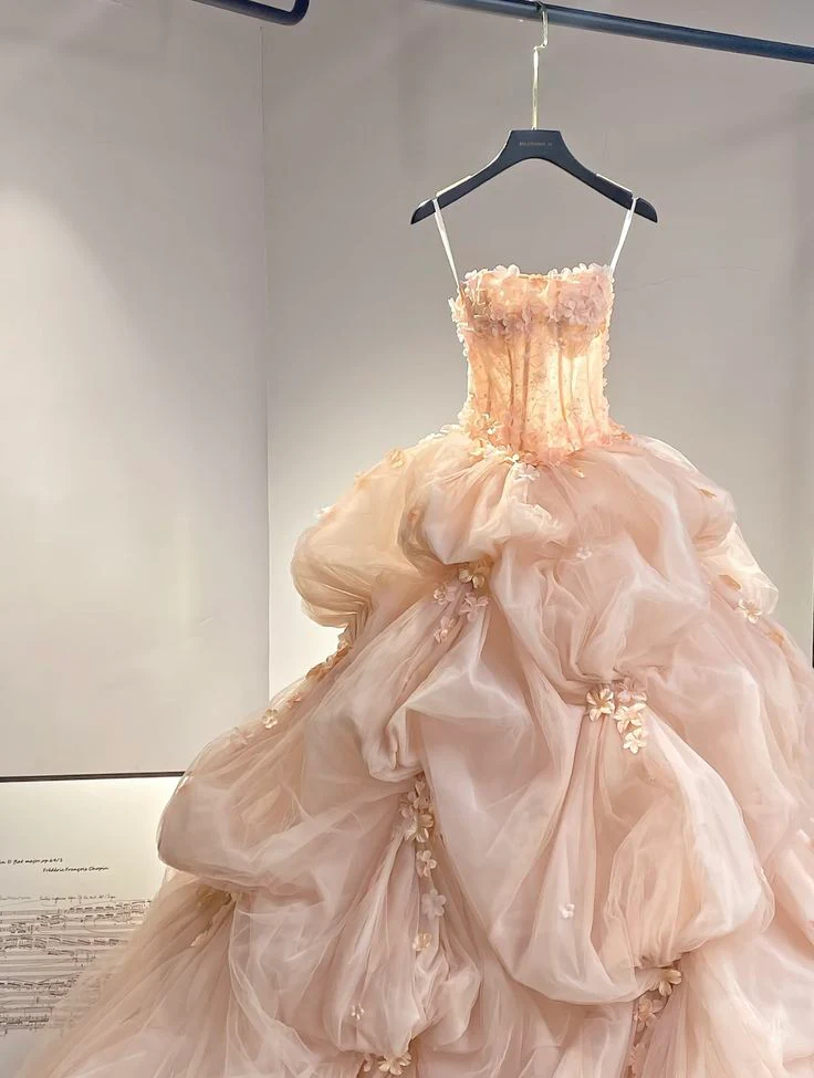 Vintage Wedding Gown Bridal Dress Ball Gown Strapless Organza Wedding Dress Pink Wedding Dresses Modest Wedding Gowns DH1761 - Deanwangkt