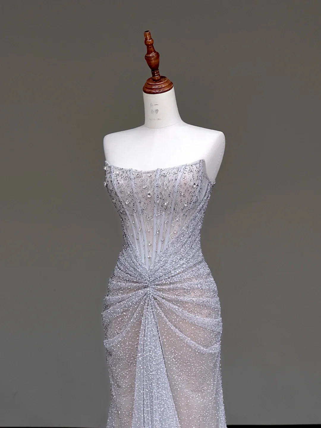 Gorgeous Mermaid Strapless Silver Gray Sequin Long Prom Dresses Graduation Dresses DP655 - Deanwangkt