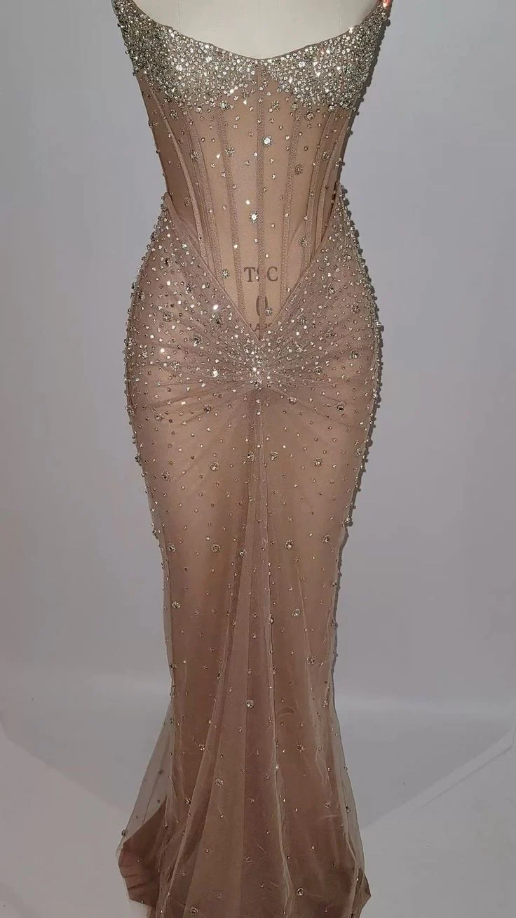 Sexy Mermaid Strapless Champagne Sleeveless Black Girl Evening Party Gowns Evening Dress Special Formal Dresses Prom Dress DH2361 - Deanwangkt