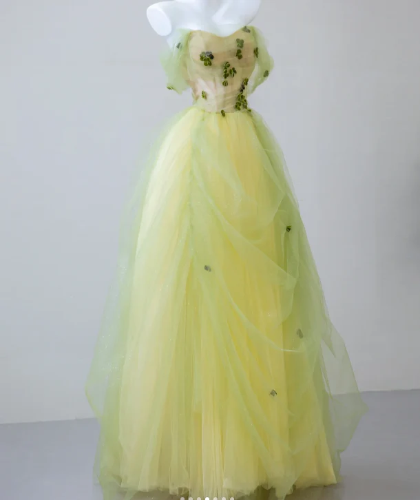 Sexy Ball Gown Off The Shoulder Sage Green Elegant Tulle Long Prom Dresses P0019 - Deanwangkt