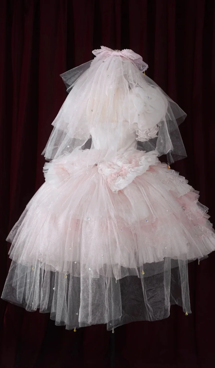 Cute Square Neck Ball Gown Tulle Short Sleeve Birthday Dress Pink Lolita Dress DP3015 - Deanwangkt