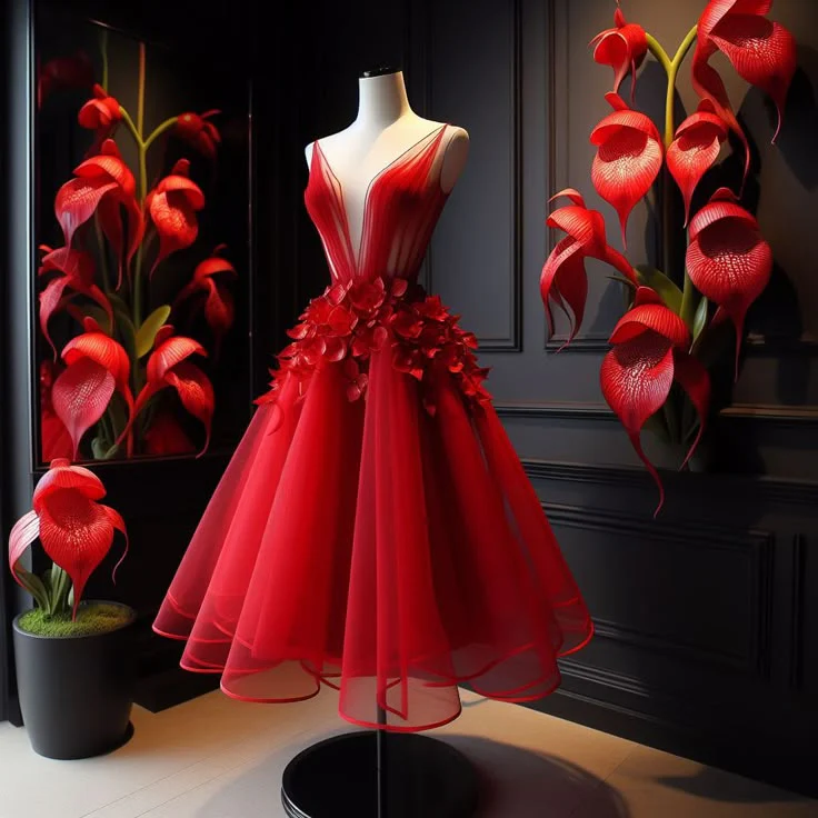 Pretty Ball Gown V Neck Red Tulle Formal 8th Grade Homecoming Dress Summer Middle School Hoco Dresses Birthday Outfits W1141 - Deanwangkt