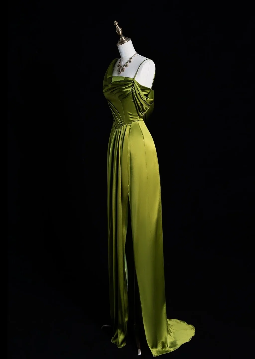 Simple Sheath Long Prom Dresses Satin Green Evening Gown DP3783 - Deanwangkt