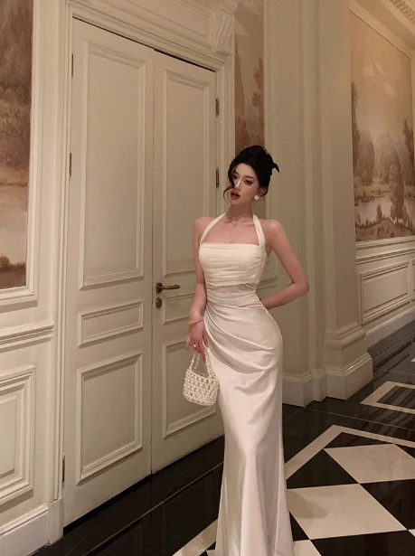 Sexy Sheath Halter White 18th Birthday Dress Long Party Birthday Outfits For Women DP0157 - Deanwangkt