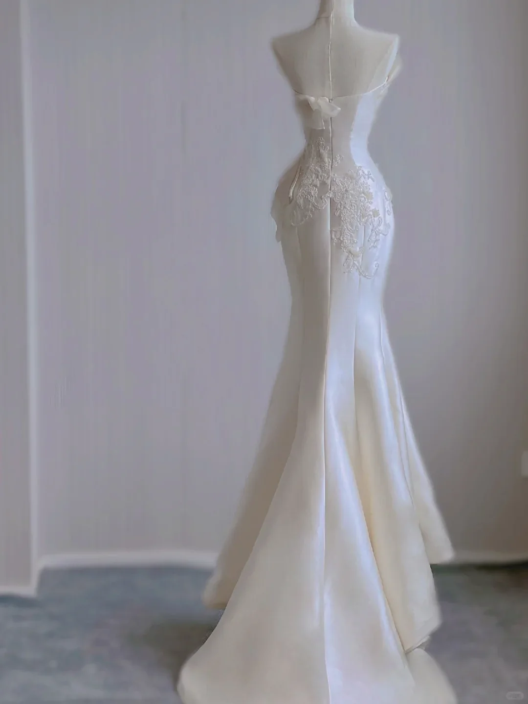 Dreamy Mermaid Strapless Long Satin Wedding Dresses Summer Brides Dress DP436 - Deanwangkt