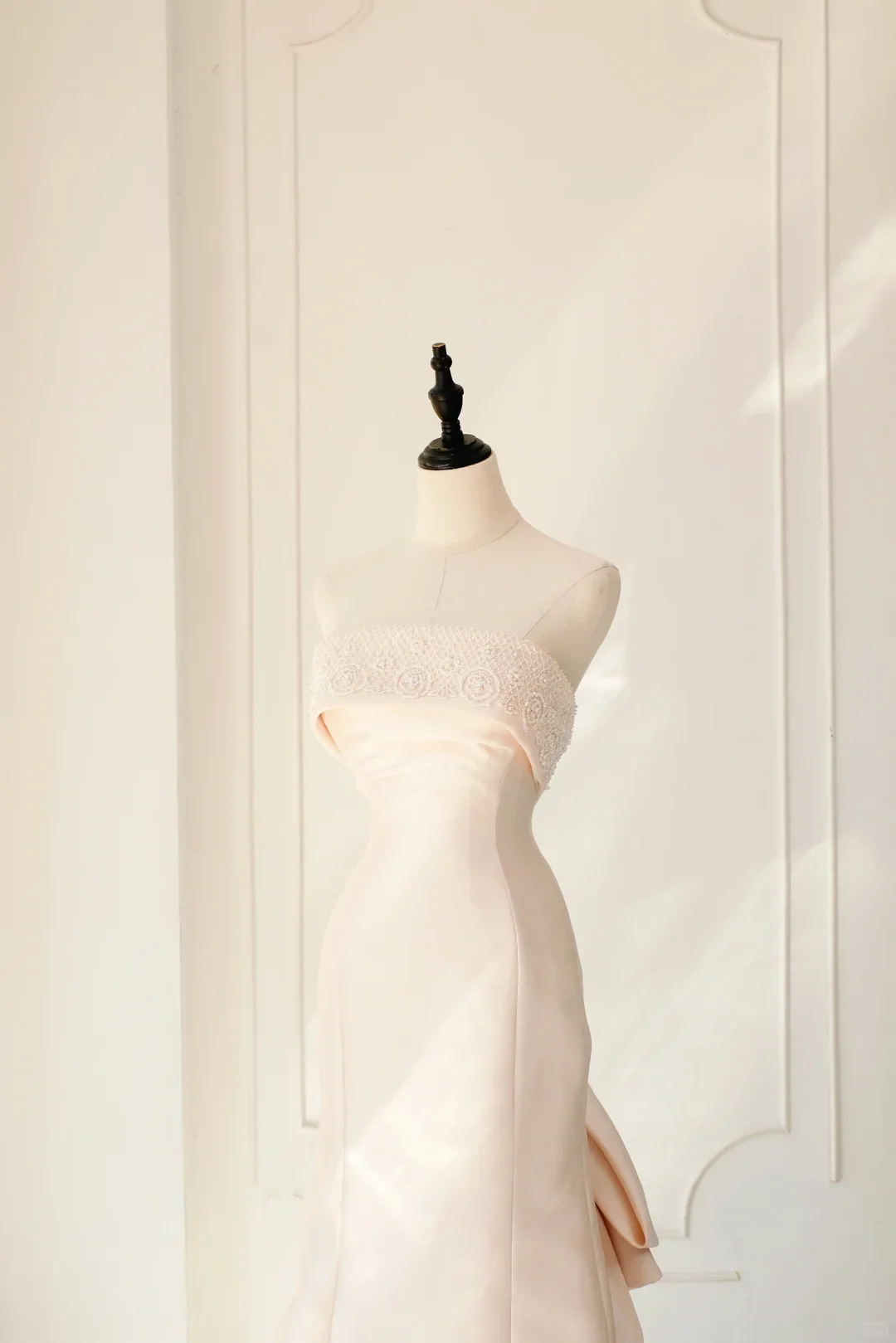 Classic Bridal Gown Mermaid Strapless Sleeveless Satin Long Light Pink Wedding Dresses Elegant Bridal Gowns Brides Dress DH894 - Deanwangkt