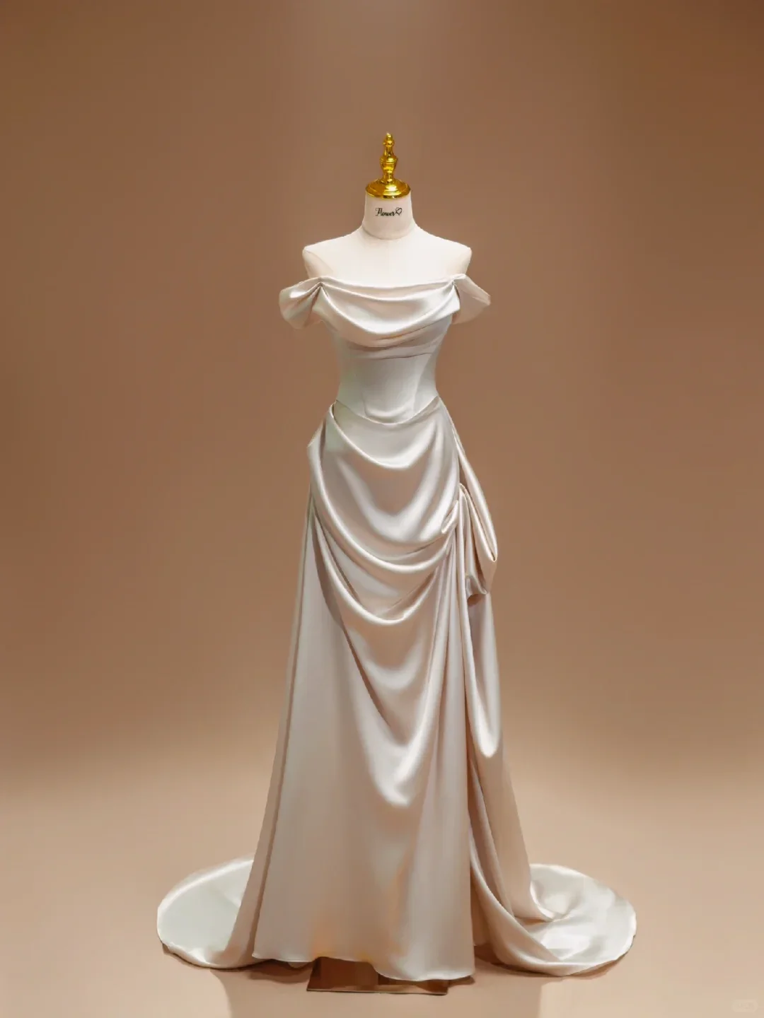 Unique Bridal Dress A line Off The Shoulder Satin Long Wedding Dress Long Wedding Dresses Modest Wedding Gowns DH2799 - Deanwangkt