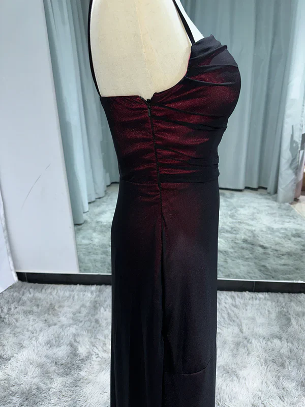 Sexy Sheath Spaghetti Straps Burgundy Floor-length Long Prom Dress with Silt Birthday Outfits Party Dress Formal Dress DP250 - Deanwangkt