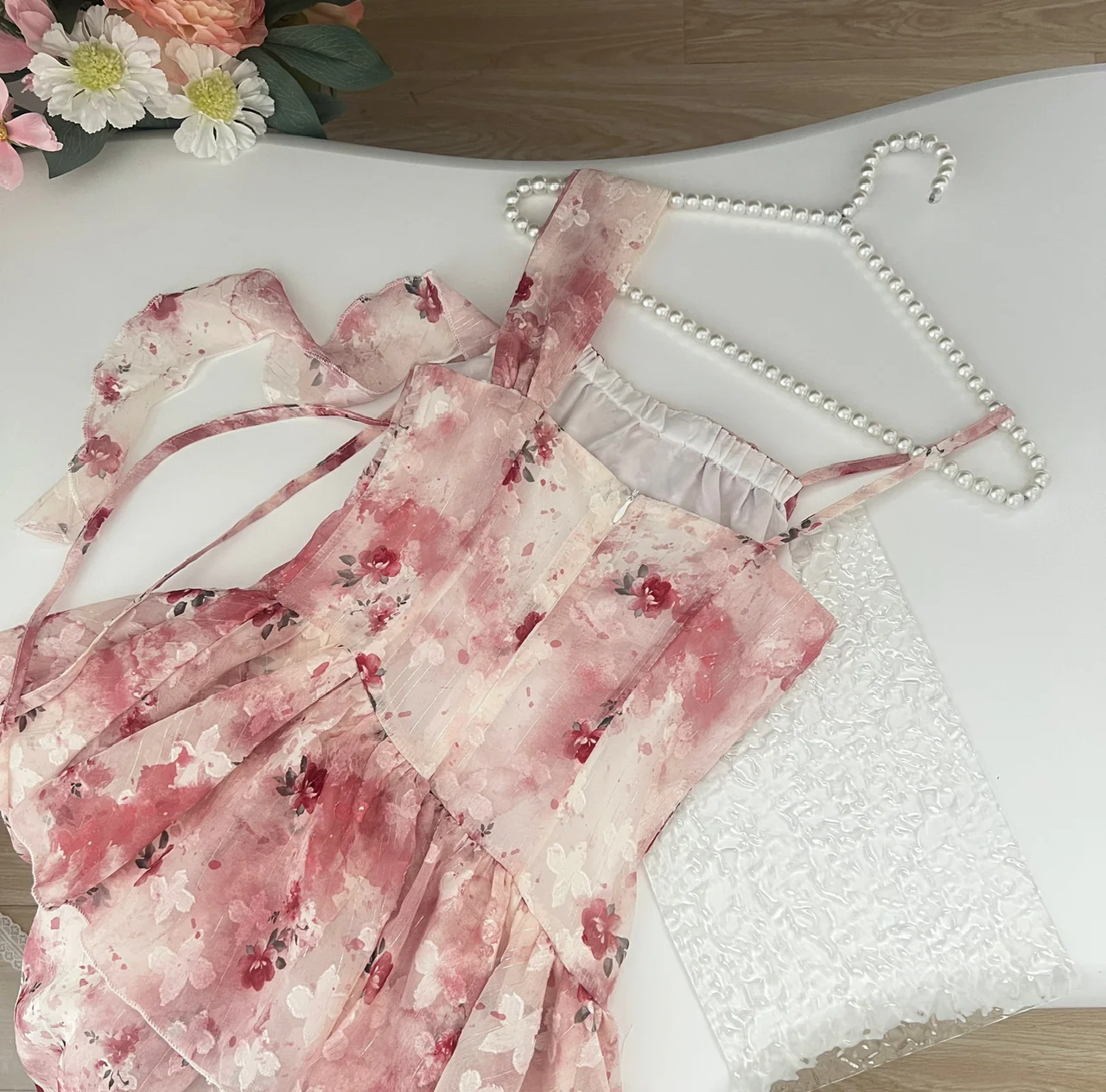 Sweet A Line Straps Pink Floral Summer Short Dresses DP0014 - Deanwangkt