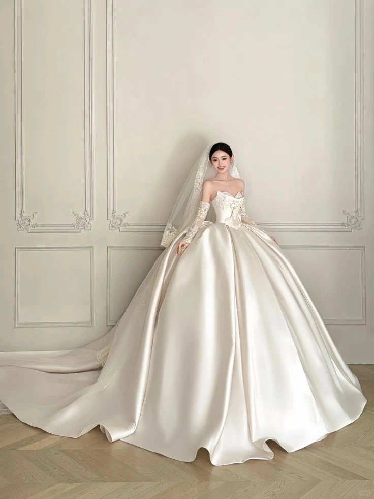 Princess Bridal Dress Ball Gown Sweetheart Lace White Wedding Dress Ruffles Wedding Dresses Modest Wedding Gowns DH1765 - Deanwangkt