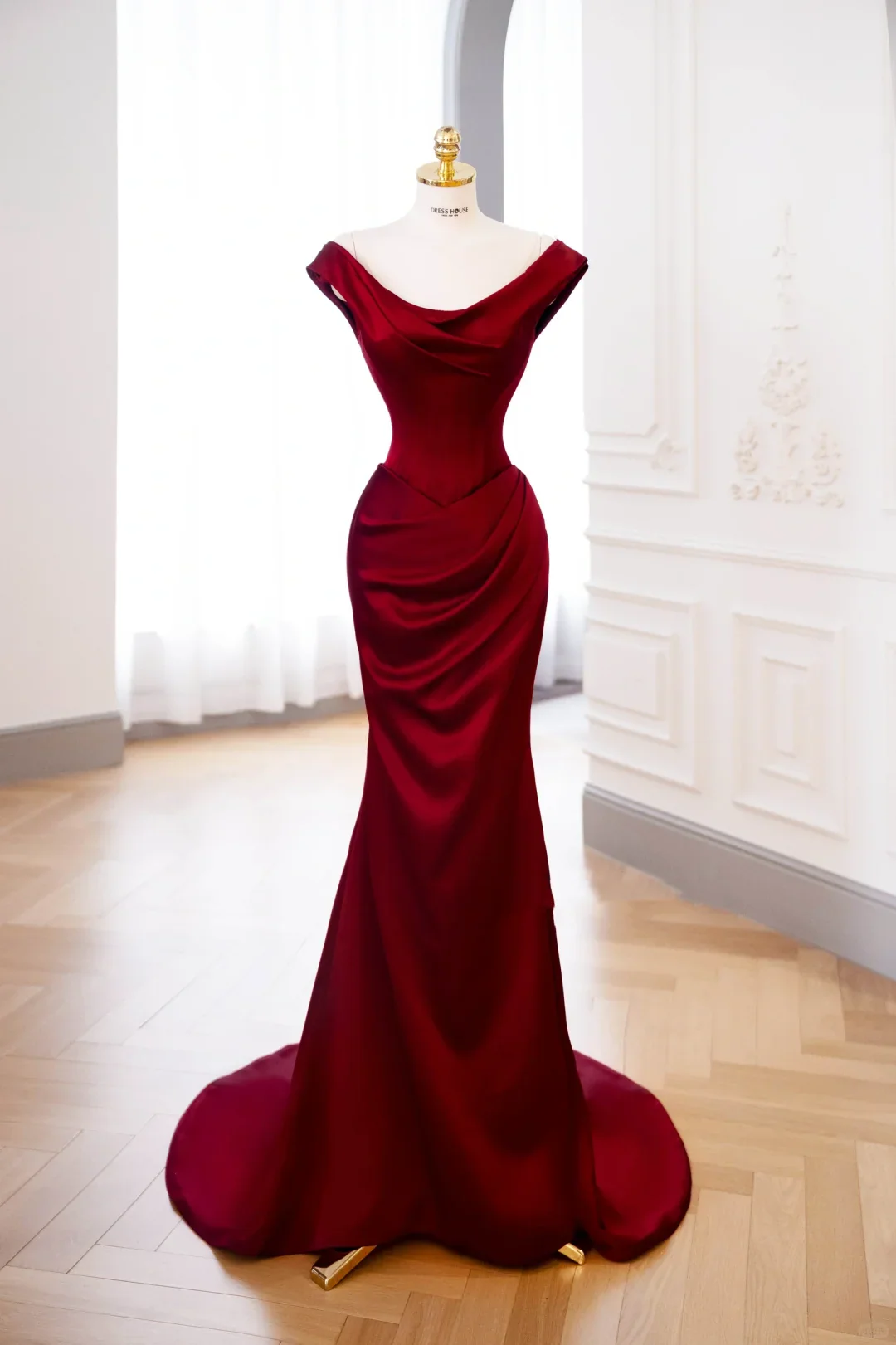 Classy Mermaid Burgundy Satin Long Evening Gowns Party Dress Evening Dresses DP898 - Deanwangkt