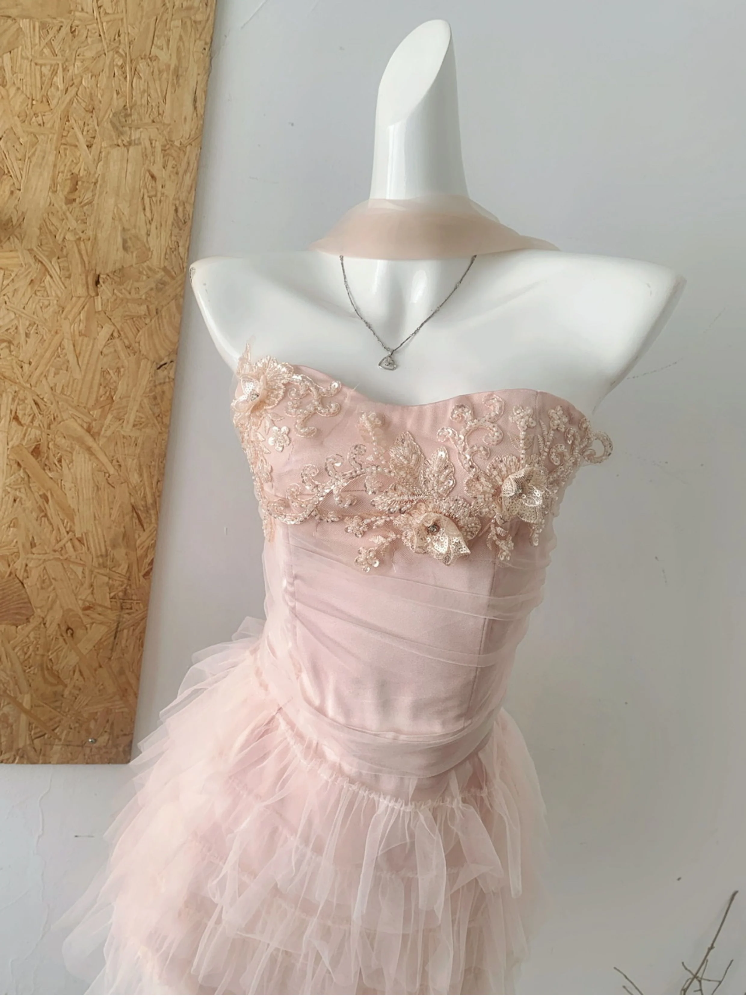 Cute Spaghetti Straps Pink Ruffles Tulle Summer Dress 2 Pieces Holiday Party Outfits For Women DP0094 - Deanwangkt