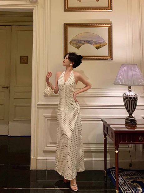 Pretty Sheath Halter Black Polka Dots 21st Birthday Dress Party Outfits Birthday Outfits For Women DP0190 - Deanwangkt