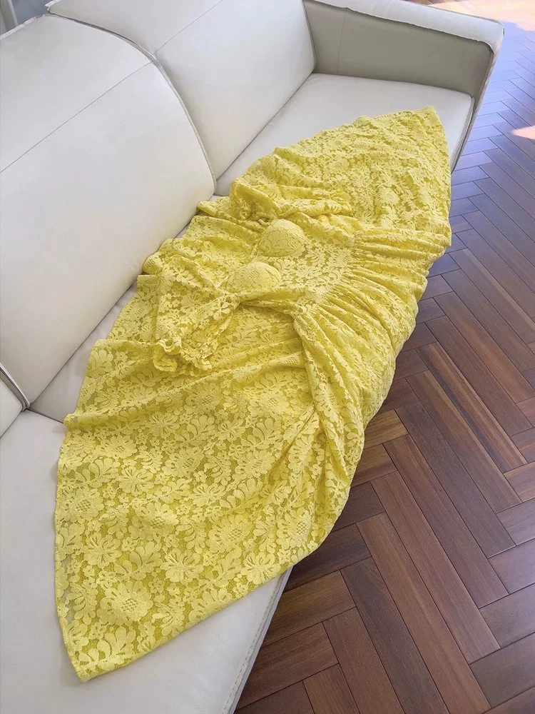 Elegant A line Sweetheart Lace Yellow Sleeveless Long Evening Party Gowns Evening Formal Dresses Prom Dress W957 - Deanwangkt