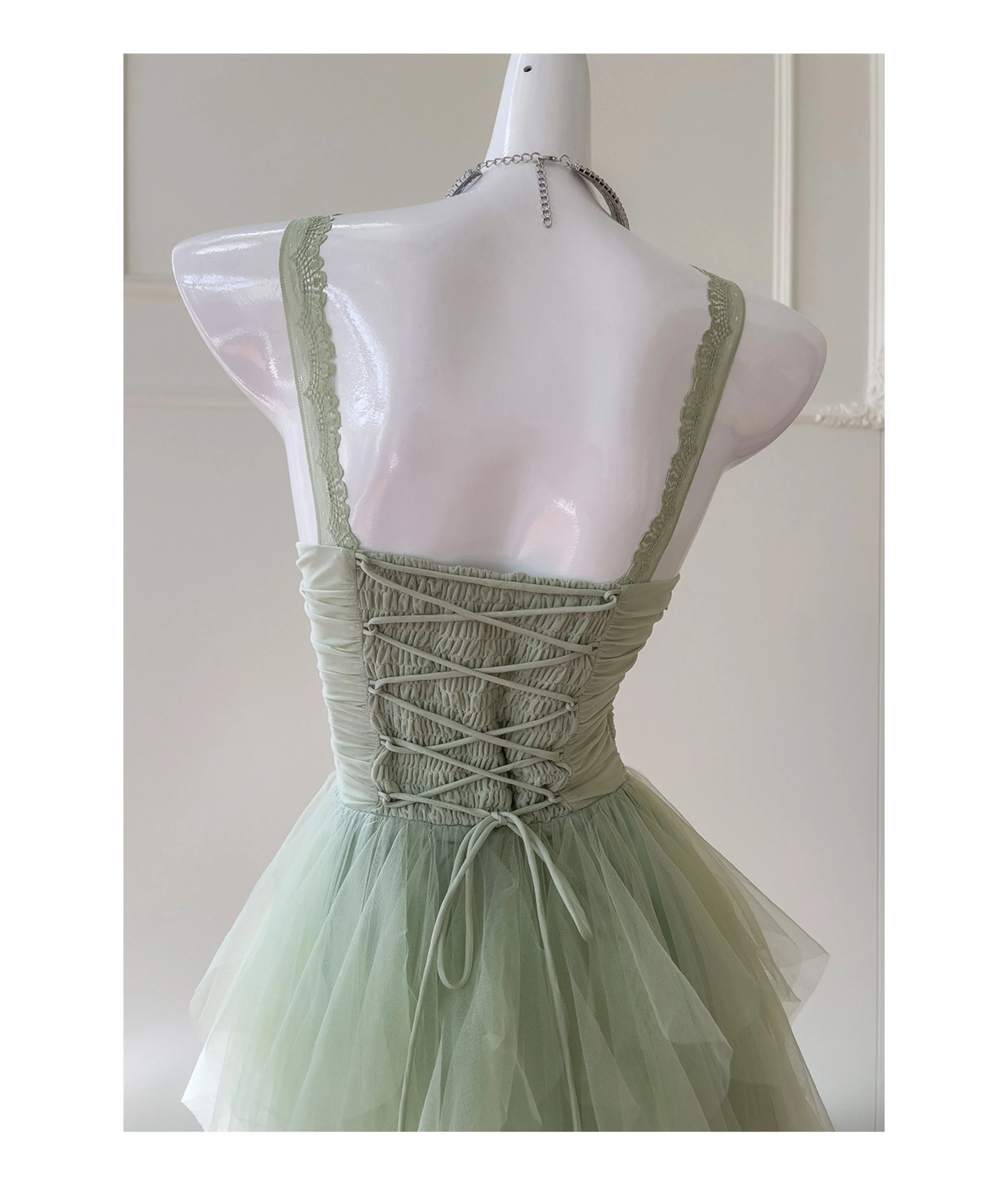 Pretty A Line Sage Green Tulle Formal Homecoming Dresses Middle School Short 21st Birthday Outfits Graduation Dress Mini Cocktail Dresses DH2309 - Deanwangkt